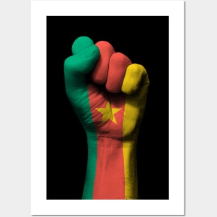 Flag of Cameroon on a Raised Clenched Fist Posters and Art